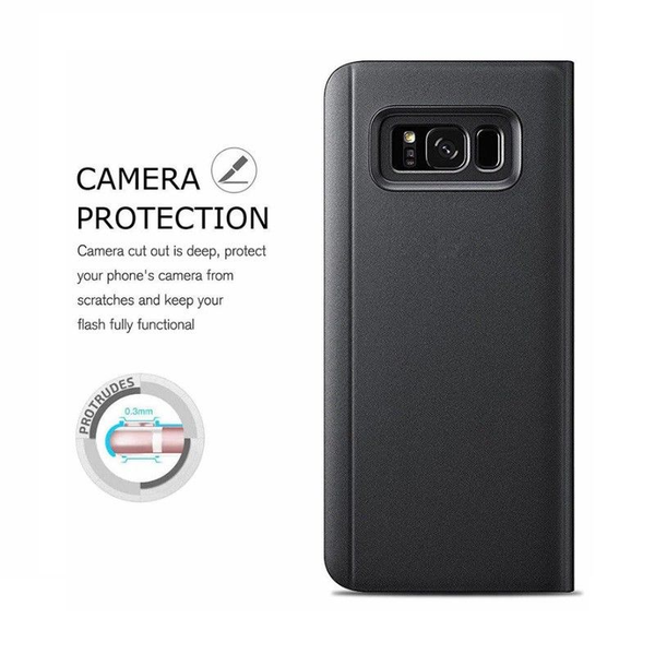 Clear View Flip Case für Huawei Y7 Prime 2018 Handy Hülle Spiegel Tasche Bumper Mirror Schutz Etui