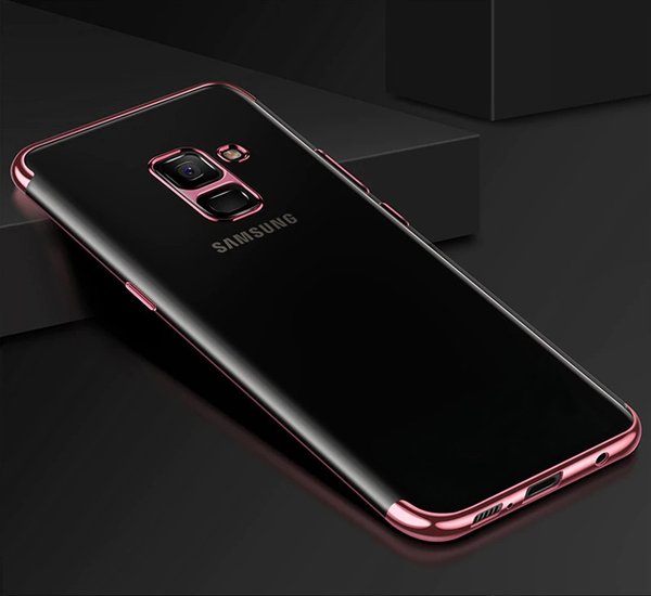 Silikon Hülle für Samsung Galaxy J6 2018 Glanz Rand Handy Cover Schutz Case Clear