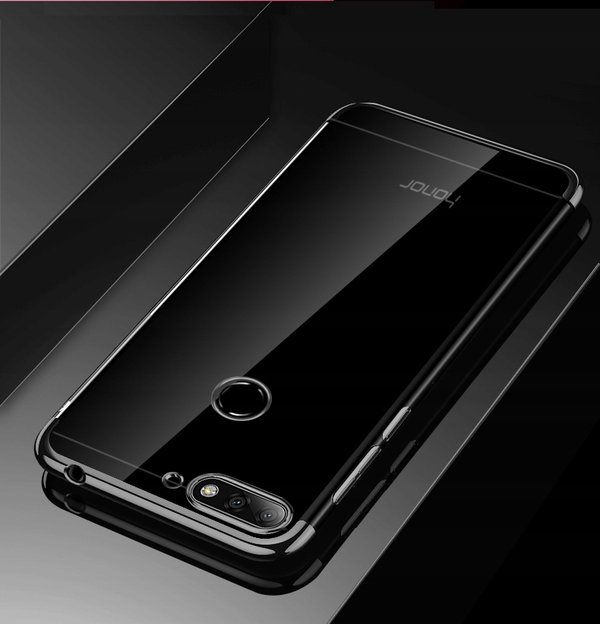 Silikon Hülle für Huawei Y5 2018 Glanz Rand Handy Cover Schutz Case Clear