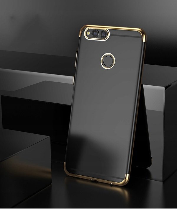 Silikon Hülle für Huawei Y6 2018 Glanz Rand Handy Cover Schutz Case Clear
