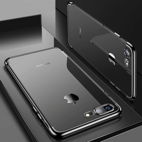 Silikon Hülle für iPhone 7 Glanz Rand Handy Cover Schutz Case Clear