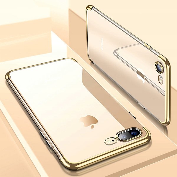 Silikon Hülle für iPhone 7 Glanz Rand Handy Cover Schutz Case Clear