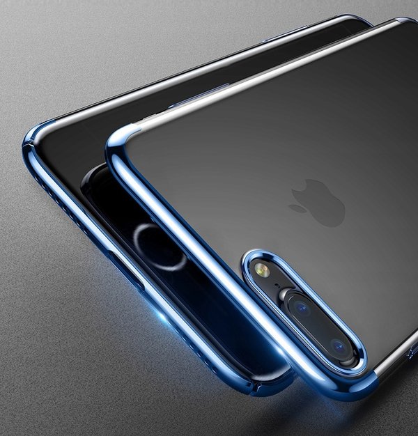 Silikon Hülle für iPhone 7 Plus Glanz Rand Handy Cover Schutz Case Clear