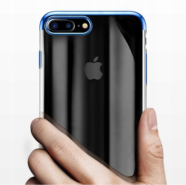 Silikon Hülle für iPhone 8 Plus Glanz Rand Handy Cover Schutz Case Clear