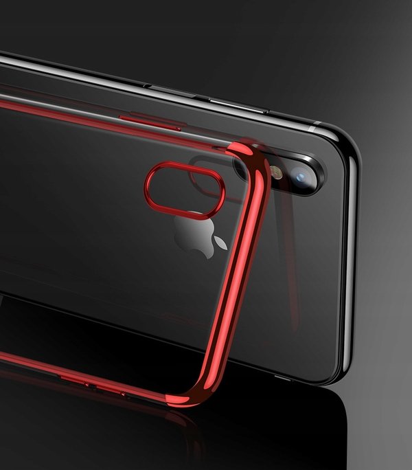 Silikon Hülle für iPhone XS Glanz Rand Handy Cover Schutz Case Clear