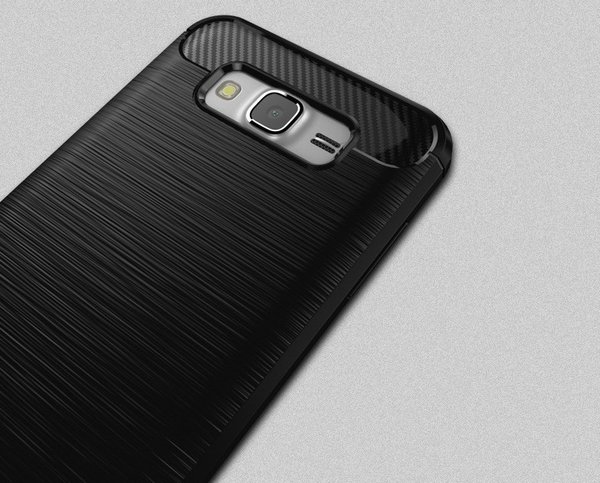 TPU Silikon Case für Samsung J3 2016 Carbon Optik Brushed Schutz Cover Hülle