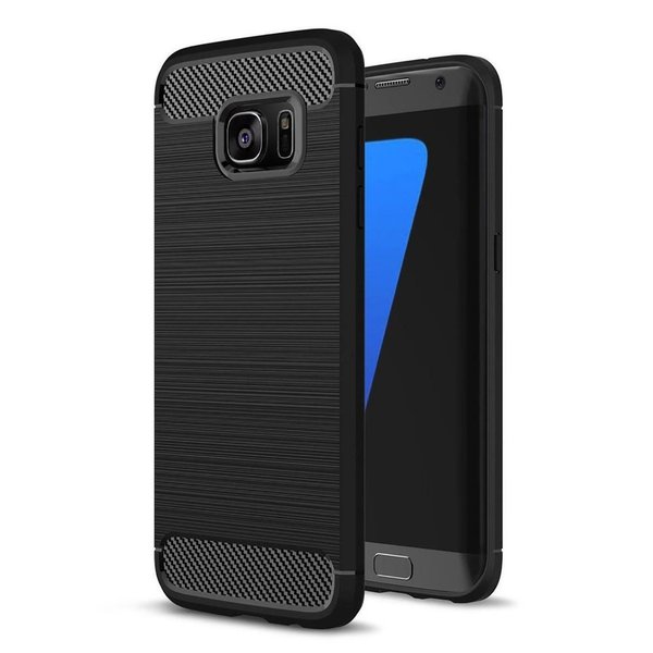TPU Silikon Case für Samsung S7 Edge Carbon Optik Brushed Schutz Cover Hülle
