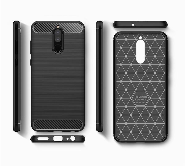 TPU Silikon Case für Huawei Mate 10 Lite Carbon Optik Brushed Schutz Cover Hülle