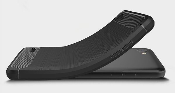 TPU Silikon Case für LG Q6 Carbon Look Brushed Schutz Cover Hülle