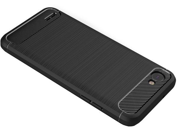 TPU Silikon Case für LG Q6 Carbon Look Brushed Schutz Cover Hülle