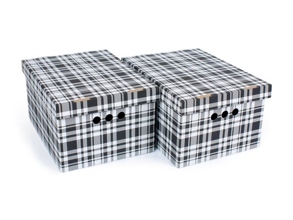 Dekorative Aufbewahrungsbox mit Gitterdesign Stapelboxen Pappkartons Wohnaccessoires Deko