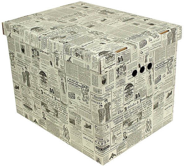 Aufbewahrungsbox Mit Deckel Deko Karton Aus Pappe XXL / A4 Mehrzweckbox - Zeitung