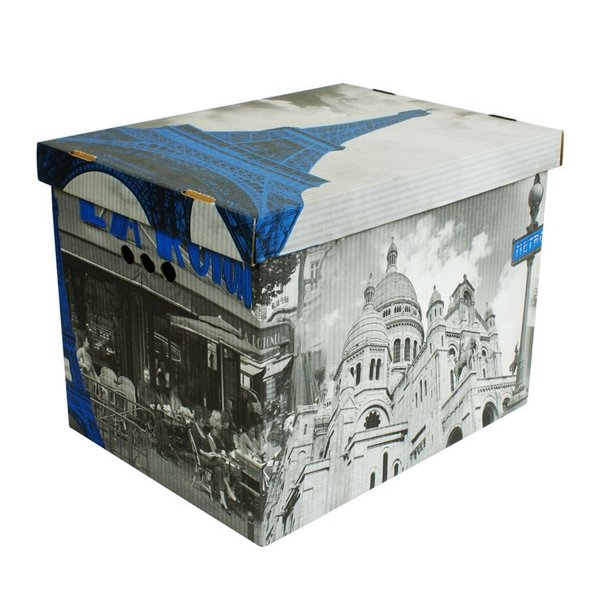 Aufbewahrungsbox Mit Deckel Deko Karton Aus Pappe XXL / A4 Mehrzweckbox - Paris