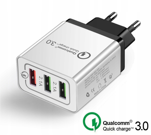 3 Port Quick Charge 3.0 USB-Ladegerät Handy Schnell Ladeadapter Steckdose Netzteil