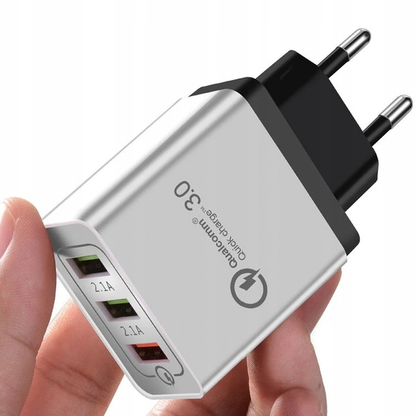 3 Port Quick Charge 3.0 USB-Ladegerät Handy Schnell Ladeadapter Steckdose Netzteil