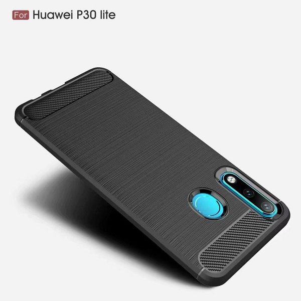 TPU Silikon Case für Huawei P30 Lite Carbon Optik Brushed Schutz Cover Hülle