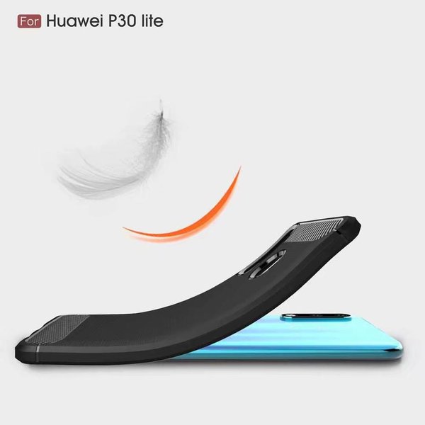 TPU Silikon Case für Huawei P30 Lite Carbon Optik Brushed Schutz Cover Hülle