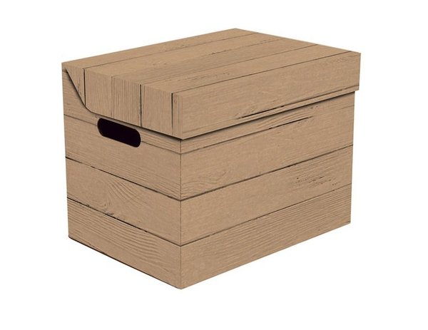 Aufbewahrungsbox Mit Klappdeckel Deko Karton Aus Pappe Mehrzweckbox - Bretter Dunkel