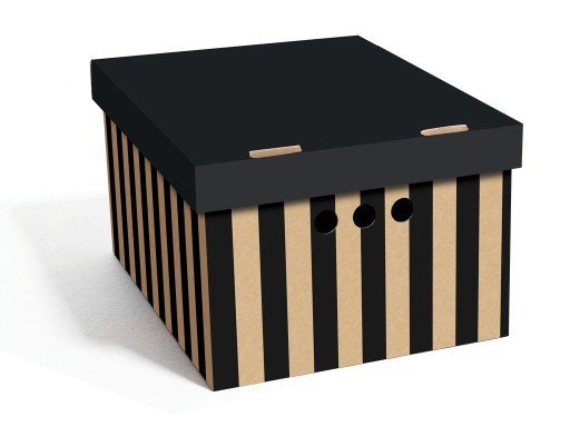 Aufbewahrungsbox Mit Deckel Deko Karton Aus Pappe XXL / A4 Mehrzweckbox - Schwarze Streifen