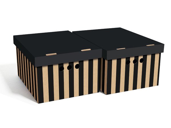 Aufbewahrungsbox Mit Deckel Deko Karton Aus Pappe Mehrzweckbox - Schwarze Streifen