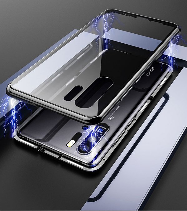 Dual Glass Magnetic Case für Huawei P30 Pro Handy Hülle 360 Bumper Schutz