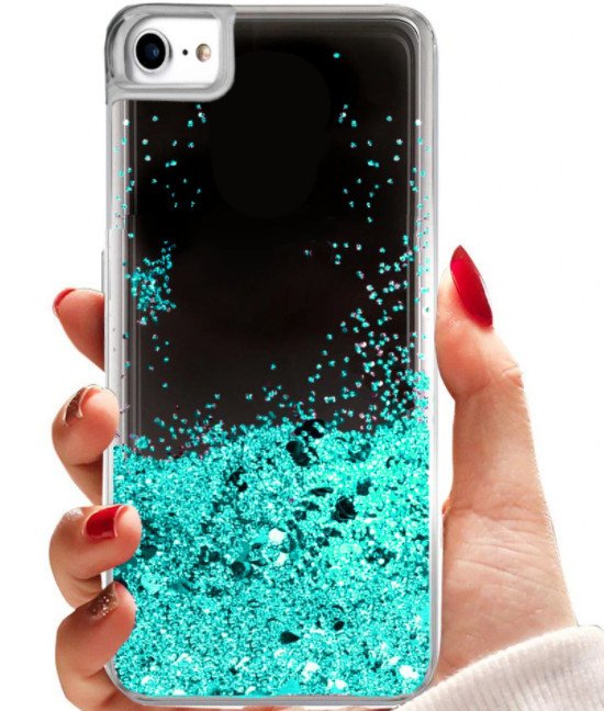 Silikon Case Schwimmende Glitzer für iPhone 7 (4,7") Handy Schutz Cover