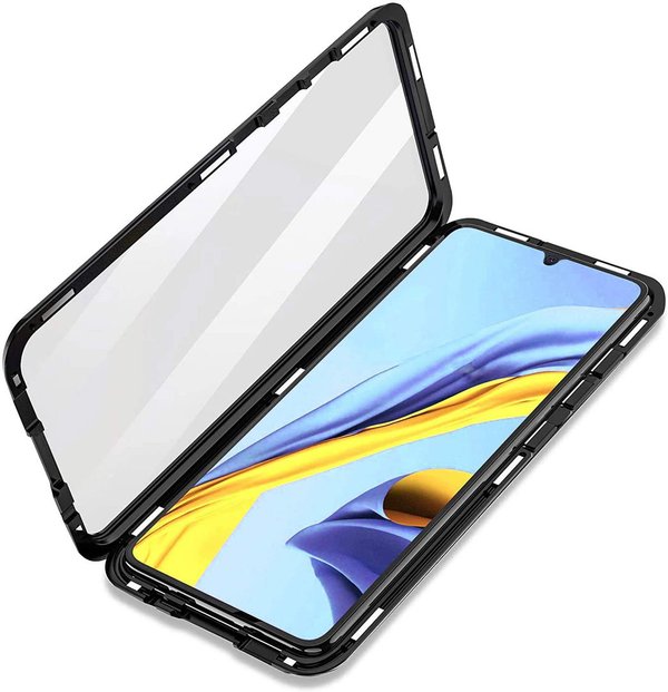 Dual Glass Magnetic Case für Samsung M21 Handy Hülle 360 Bumper Schutz