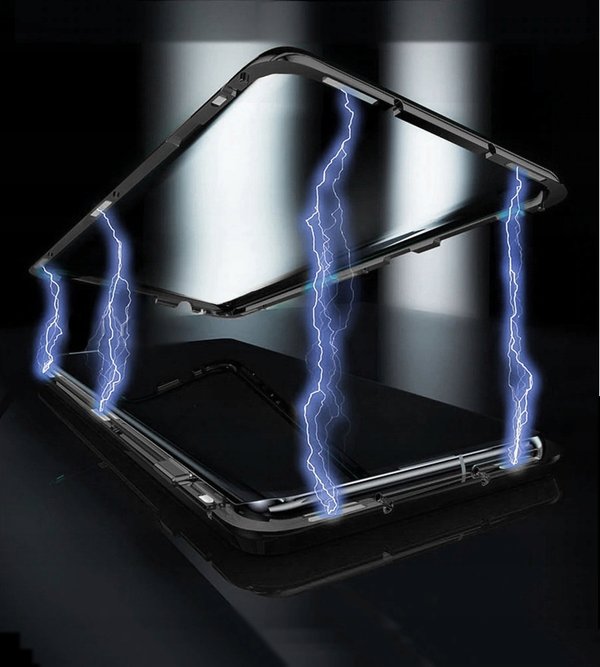 Dual Glass Magnetic Case für Huawei P40 Lite E Handy Hülle 360 Bumper Schutz