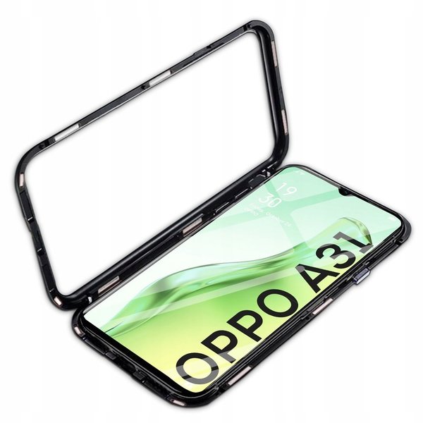 OPPO A31 Dual Glass Magnetic Case Handy Hülle 360 Bumper Schutz