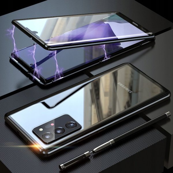 Dual Glass Magnetic Case für Samsung Note 20 Ultra Handy Hülle 360 Bumper Schutz