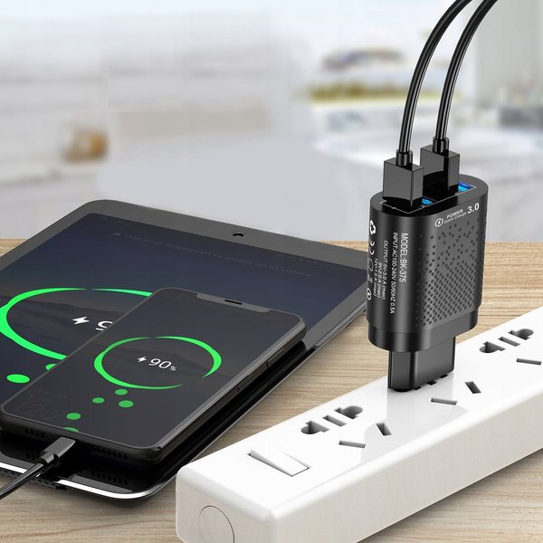 4 Port Quick Charge 3.0 USB-Ladegerät Handy Schnell Ladeadapter Steckdose Netzteil