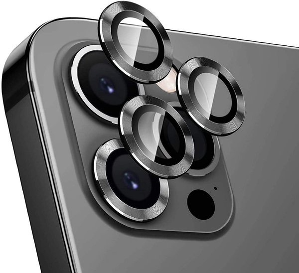 iPhone 13 Pro Max (6,7") Linsen Schutz Glas + Aluminium Rahmen Handykamera Schutzfolie