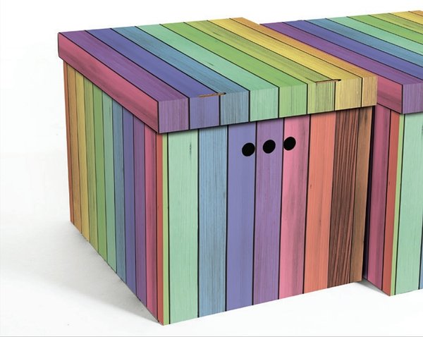 Aufbewahrungsbox Mit Deckel Deko Karton Pappe Mehrzweckbox - Regenbogen