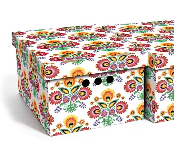 Aufbewahrungsbox Mit Deckel Deko Karto Pappe Mehrzweckbox - Blumen