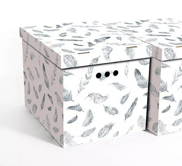 Aufbewahrungsbox Mit Deckel Deko Karton Aus Pappe Mehrzweckbox - Vogelfeder