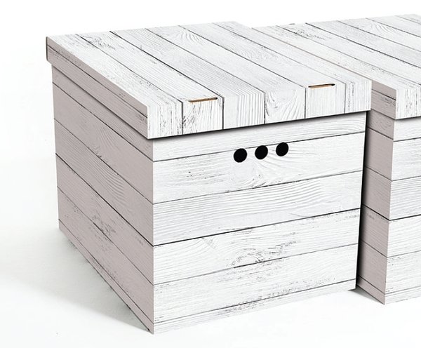 Aufbewahrungsbox Mit Deckel Deko Karton XXL / A4 Mehrzweckbox - Helle Bretter