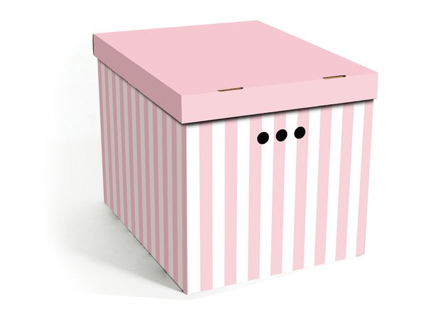 Aufbewahrungsbox Mit Deckel Deko Karton Mehrzweckbox - Rosa Streifen