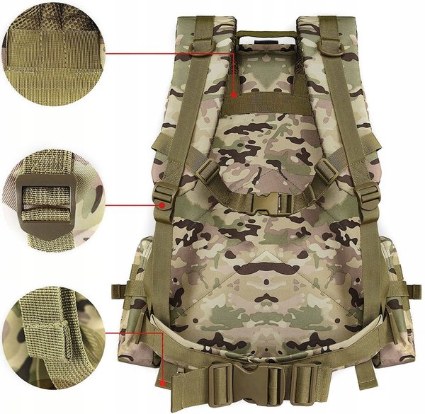 Militär Taktischer Einsatzrucksack Outdoor Kampfrucksack Fassungsvermögen 50L 4in1