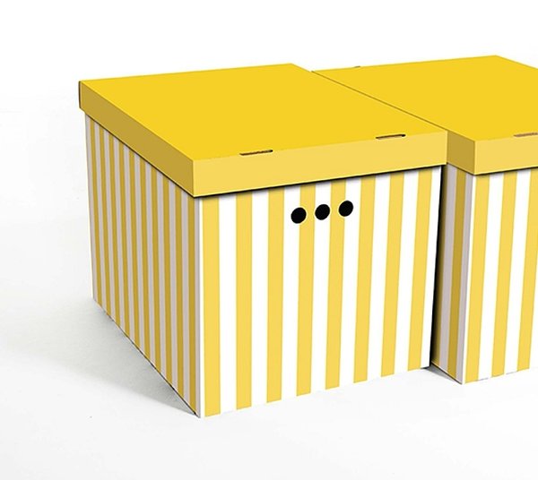 Aufbewahrungsbox Mit Deckel Deko Karton Mehrzweckbox - Streifen Weiß / Gelb