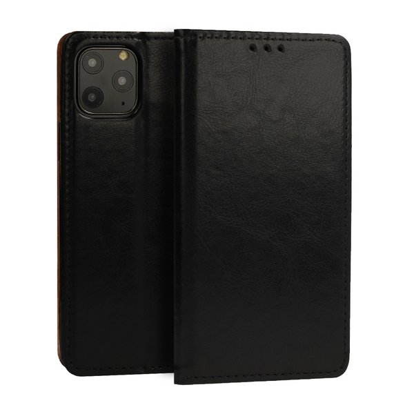 Leder Handy Tasche für iPhone 14 Plus (6,7") Schutzhülle Etui Book Klapphülle Schwarz