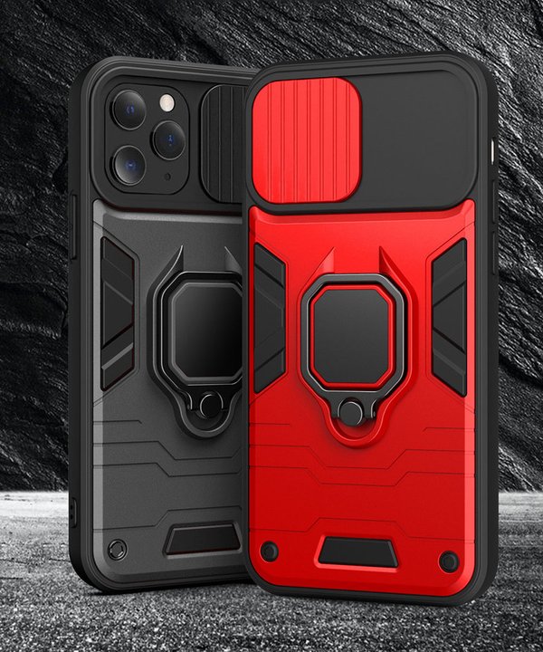 Für iPhone Panzer Case Ring Outdoor Handyhülle mit Kameraschutz Rot