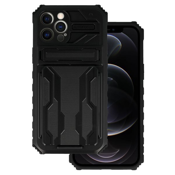 iPhone 12 Pro Max Combo Kickstand Panzer Case Outdoor Cover Handy Hülle Schwarz
