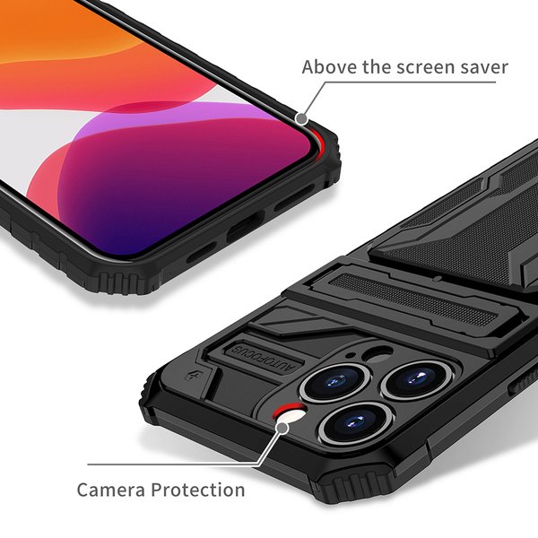 Für Samsung S22 Ultra (6,8“) Combo Kickstand Panzer Case Outdoor Cover Handy Hülle Schwarz