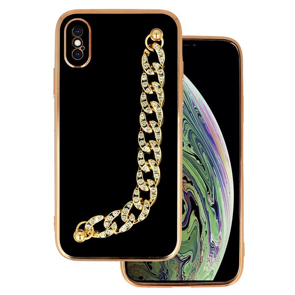 iPhone X / XS (5,8") Armband Handyhülle Luxus Cover Case Design 4 Schwarz