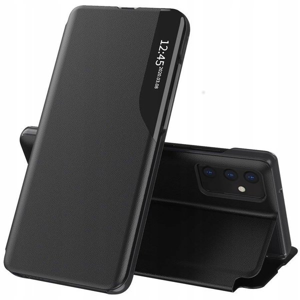 Für Samsung Galaxy S Handyhülle Eco Leder Smart View Schutzhülle Klapphülle Schwarz