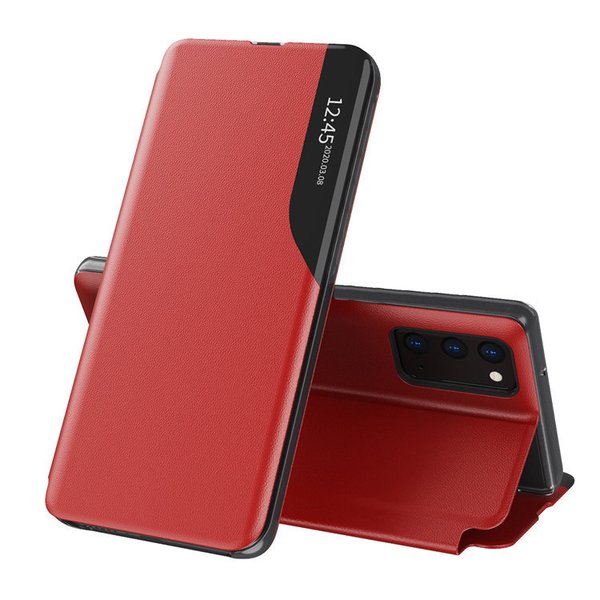 Für Samsung Galaxy S Serie Handyhülle Eco Leder Smart View Schutzhülle Klapphülle Rot