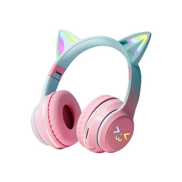 LED CATEAR Kopfhörer Cat Ear Bluetooth Katzenohren Kabellos Rosa