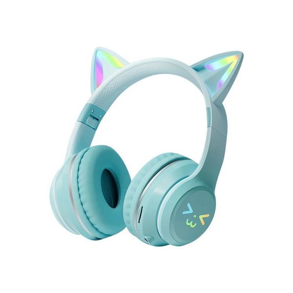 LED CATEAR Kopfhörer Cat Ear Bluetooth Katzenohren Kabellos Türkis