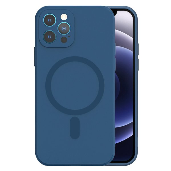 Für iPhone 15 (6,1") Magsilicone Handyhülle MagSafe Kompatibel Case Bumper Cover Marineblau