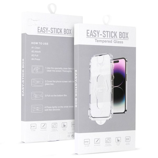 Für iPhone XS MAX Schutzglas + Applikator Full Glue Easy-Stick Box Displayschutz Schwarz